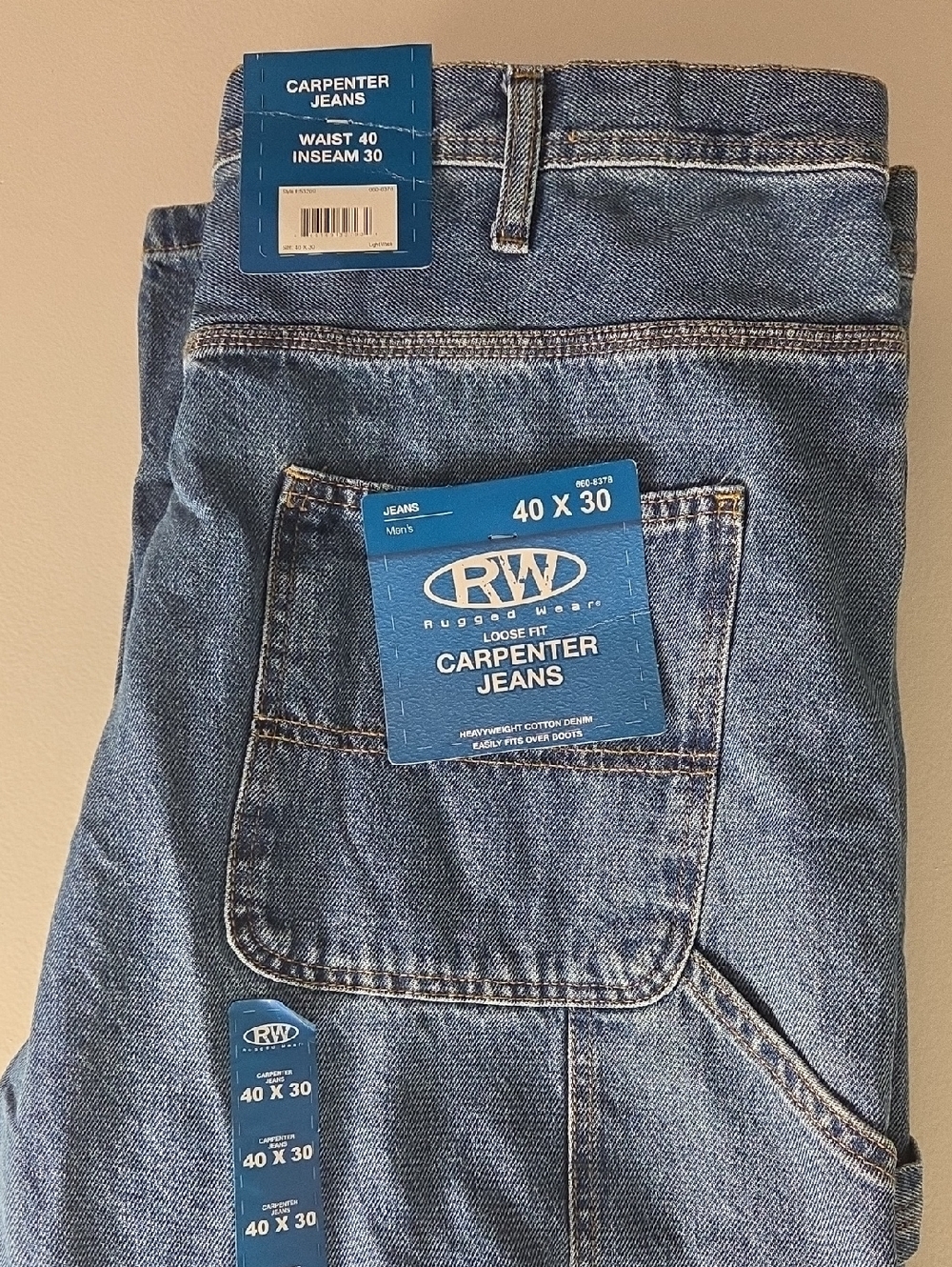 Rugged Wear Loose Fit Carpenter Jeans - Blue